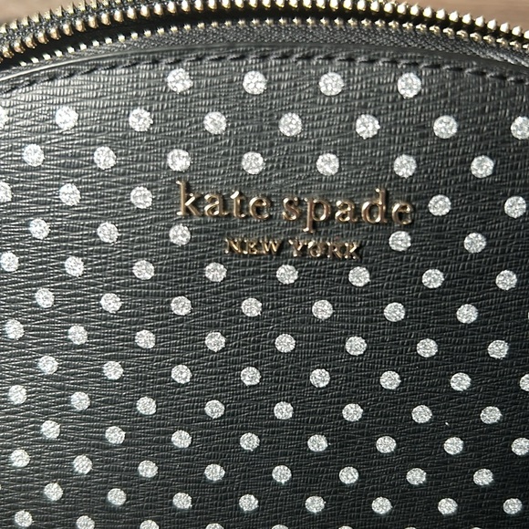 Kate Spade black with Metallic Polka Dot Double Zip Crossbody bag - Picture 2 of 7